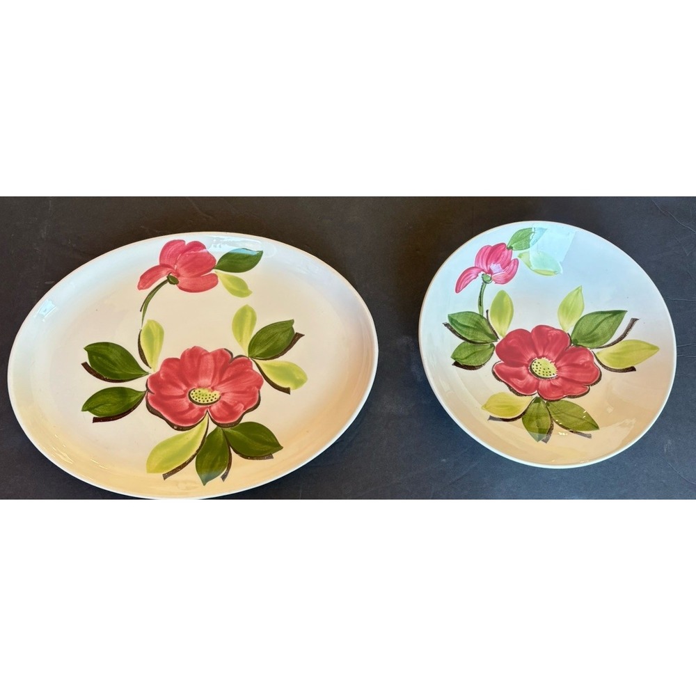 Vintage Stetson Rio Lot 13.5" Platter & 9" Serving Bowl Pink Meadow Flowers Rose